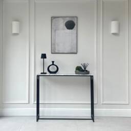 Marble Console Table Radiator Cover With Art-Deco Pattern On The Sides Hallway Furniture Carrara - thumbnail 2