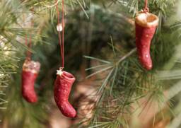 Cotton Wool Christmas Ornaments Set, Decorative Stockings Hanging For Tree - thumbnail 1