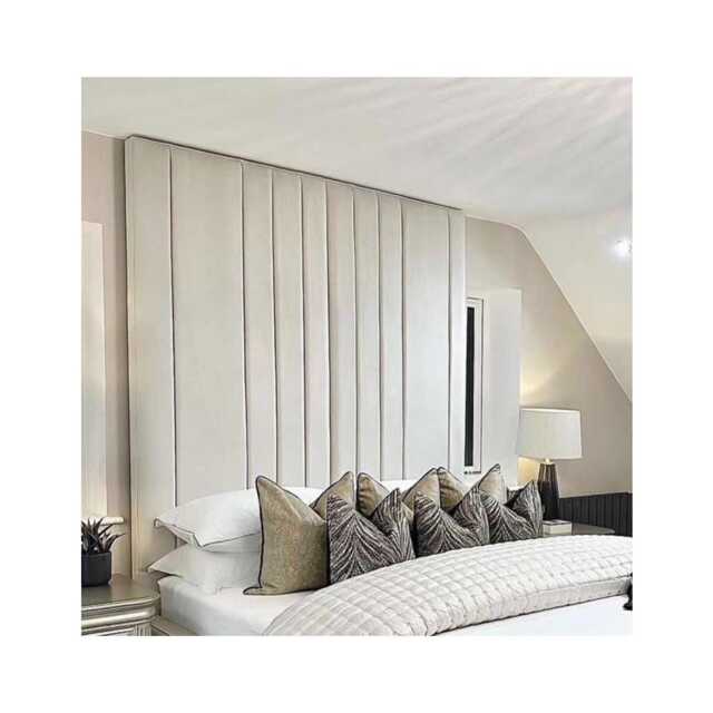 Plush Velvet Wall Mounted Headboard - UK Sizes, Lotus Design - image 1