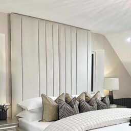 Plush Velvet Wall Mounted Headboard - UK Sizes, Lotus Design - thumbnail 2
