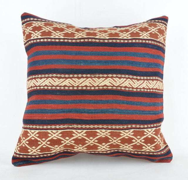 Kilim Pillow, Wool Kilim Pillow From Sarkoy 50x50 cm, 20x20 - image 1