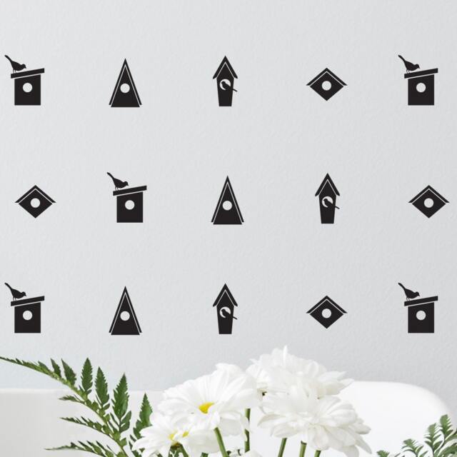 Birdhouse Wall Decal Pattern - Modern Vinyl Art Stickers - image 1