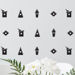 Birdhouse Wall Decal Pattern - Modern Vinyl Art Stickers - thumbnail 1