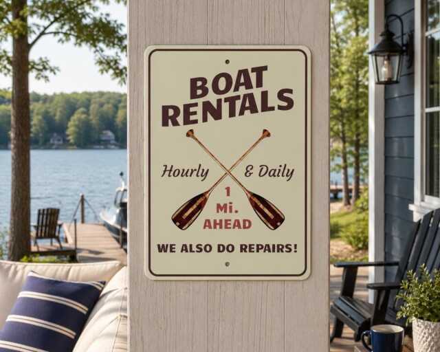 Boat Rentals Metal Sign, Lake Rental Nautical Wall Art, Cabin Decor, Dock Activity Sign - image 1