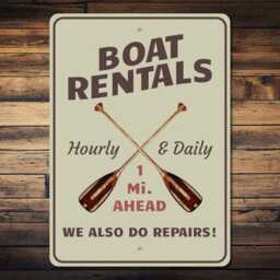 Boat Rentals Metal Sign, Lake Rental Nautical Wall Art, Cabin Decor, Dock Activity Sign - thumbnail 2