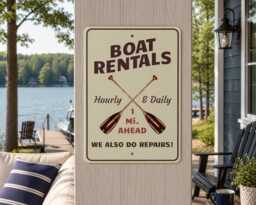 Boat Rentals Metal Sign, Lake Rental Nautical Wall Art, Cabin Decor, Dock Activity Sign