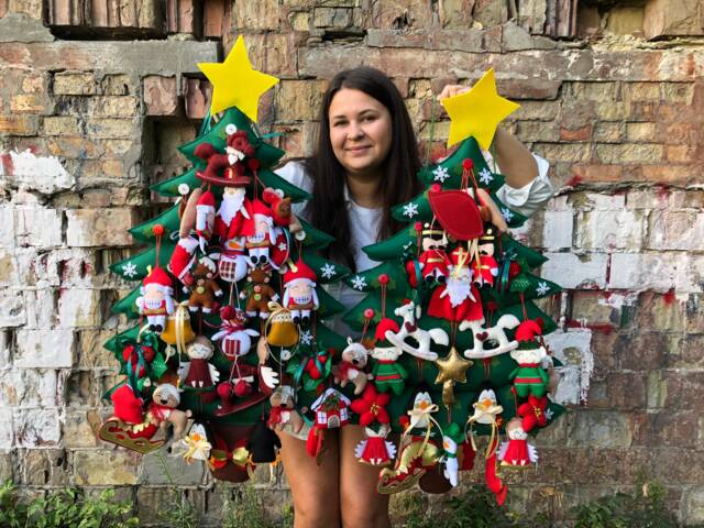 Decorative Fir Tree Made Of Felt. Christmas Decor. Felt . Advent Calendar. Christmas Gifts.christmas Decor - image 1