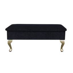 Handmade Large Size Dressing Table Storage Stool in A Plush Black Style Fabric - thumbnail 3