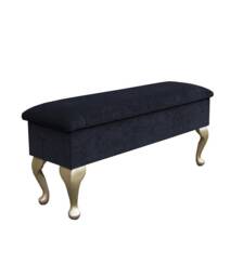 Handmade Large Size Dressing Table Storage Stool in A Plush Black Style Fabric - thumbnail 1