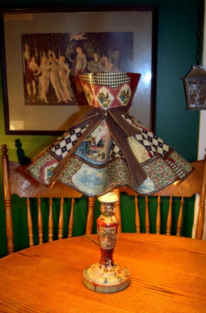 French Country Upcycled Vintage Scallop Bell Decoupage Shade & Lamp - image 1