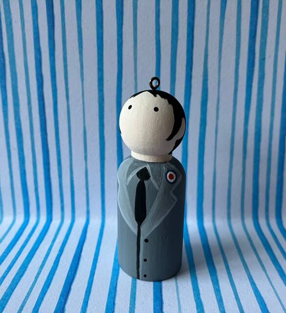 Paul Weller Inspired Christmas Ornament Hand-Painted Peg Doll - 6cm - image 1