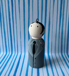 Paul Weller Inspired Christmas Ornament Hand-Painted Peg Doll - 6cm - thumbnail 1