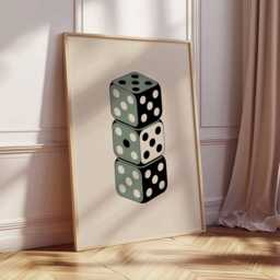 Dice Poster, Retro Casino Wall Art Print, Vintage Minimalist Illustration, Mid Century Modern Gambling Artwork For Game Room - thumbnail 2