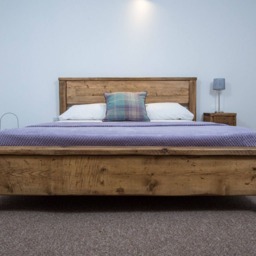 Chunky Rustic Pine Wood Bed Frame With Headboard - thumbnail 2