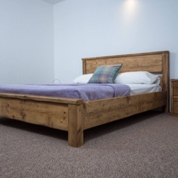 Chunky Rustic Pine Wood Bed Frame With Headboard - thumbnail 3