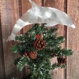 Dolphin, Christmas Tree Topper, Holiday Decoration, Aluminum, Beach, Metal, Silver, Ocean, Dolphin Lover Gift, Save The Dolphins - thumbnail 4