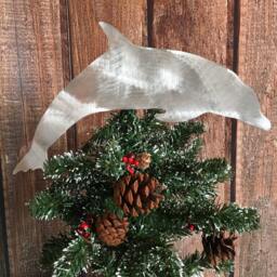 Dolphin, Christmas Tree Topper, Holiday Decoration, Aluminum, Beach, Metal, Silver, Ocean, Dolphin Lover Gift, Save The Dolphins - thumbnail 1