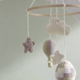 Cappadocia Mobile With Air Ballons, Stars & Cloud, Gift, Baby Shower, Felt, Handmade, Nursery, Rabbits, For Children's Room - thumbnail 2