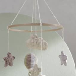 Cappadocia Mobile With Air Ballons, Stars & Cloud, Gift, Baby Shower, Felt, Handmade, Nursery, Rabbits, For Children's Room - thumbnail 3