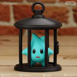 Lumalee in Cage Inspired Figure - Cute Star Gamer Collectible, 3D Printed Mario Galaxy Decor - 7cm, 10cm, 14cm - thumbnail 3