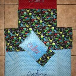 Custom Embroidered Dinosaur Nap Mat Cover, Blanket, Pillow & Case - thumbnail 2