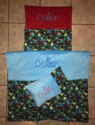 Custom Embroidered Dinosaur Nap Mat Cover, Blanket, Pillow & Case