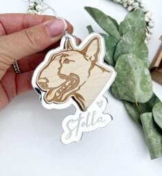 Personalised Bull Terrier Dog Christmas Ornament, Decoration, Terrier Bauble, Wooden Dog Ornaments - thumbnail 1