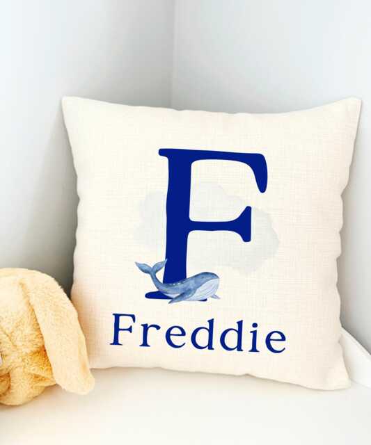 Whale Nursery Accessories, Boy Decor, Cushion Boys Bedroom, Nautical Boy, Sea Life Pillow, Ocean Bedroom - image 1