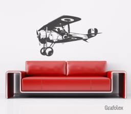 Airplane Biplane - Wall Decal Sticker Decoration Tattoo Interior Design Motif W601 - thumbnail 1