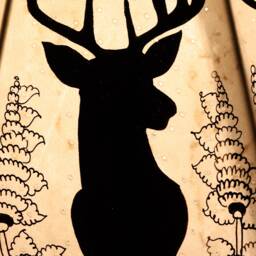 Black Deer With Floral Designs Leather Lampshade/ Table Christmas Gift/ Floor Lampshade - thumbnail 3