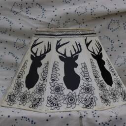 Black Deer With Floral Designs Leather Lampshade/ Table Christmas Gift/ Floor Lampshade - thumbnail 4