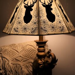Black Deer With Floral Designs Leather Lampshade/ Table Christmas Gift/ Floor Lampshade - thumbnail 2