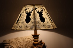 Black Deer With Floral Designs Leather Lampshade/ Table Christmas Gift/ Floor Lampshade