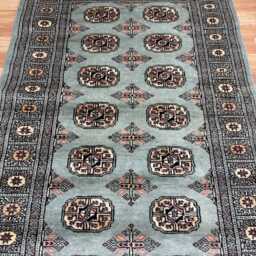 3x5 Pistachio Green Bokhara Rug - Washable Kitchen Wool Living Room Hand Knotted Wall Turkish - thumbnail 3