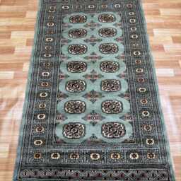 3x5 Pistachio Green Bokhara Rug - Washable Kitchen Wool Living Room Hand Knotted Wall Turkish - thumbnail 2