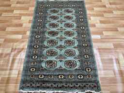3x5 Pistachio Green Bokhara Rug - Washable Kitchen Wool Living Room Hand Knotted Wall Turkish - thumbnail 1