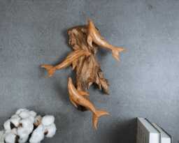 Hand Carved Wooden Dolphin Wall Art 12 - thumbnail 1