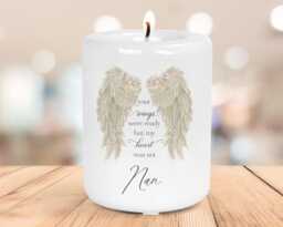 Personalised Memorial Angel Wings Ceramic Candle Holder - Your Wings Were Ready But My Heart Was Not