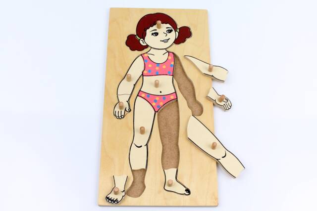Wooden Puzzle, Natural Educational Game For Toddler, Learning Body Girl & Boy - image 1