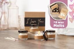 I Love You Gift Set. 4 Perfume Scented Soy Candle Set With 8 Wax Melts. Great Valentine's Day Gift For Wife Or Girlfriend - thumbnail 1