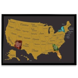 Usa Scratch Off Map - Travel Gift For Travelers - Christmas Holiday Us Wall Art Wanderlust Decor Gold Scratcher - thumbnail 1