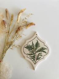 Handmade Thuja Ceramic Wall Art, Arabesque Tile, Farmhouse Decor - thumbnail 1