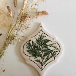 Handmade Thuja Ceramic Wall Art, Arabesque Tile, Farmhouse Decor - thumbnail 2