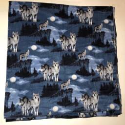 Zoofleece Wolf Blanket Quilt Throw Wolves Howling Blue Moon Animal 60x60 - thumbnail 2