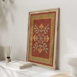Harvest Rosette - Folk Art Floral Print With Ochre Border - thumbnail 2