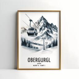 Obergurgl Ski Poster - Watercolour Art Print - Travel Wall Artwork Skiing Gifts Austrian Alps Decor Resort Gift Snowboard - thumbnail 3
