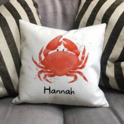 Personalised Crab Country Canvas Cushion - Customised Sea Creature Linen Marine Lover Cover With Inner Filler - thumbnail 3