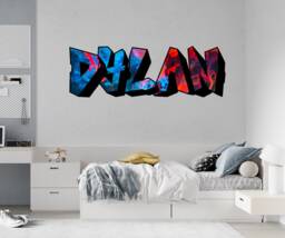 Graffiti Ink Personalized Wall Stickers Custom Name Teenagers, Children's Room Decorations Removable Decal Home Decor Art - thumbnail 1