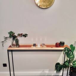 Unique Console Made Of Sequoia Wood With Brass Inlay - Handmade in Germany - thumbnail 2