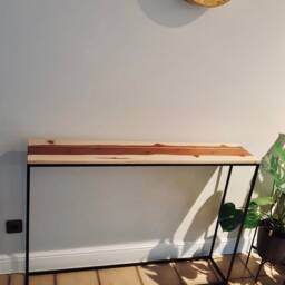 Unique Console Made Of Sequoia Wood With Brass Inlay - Handmade in Germany - thumbnail 3